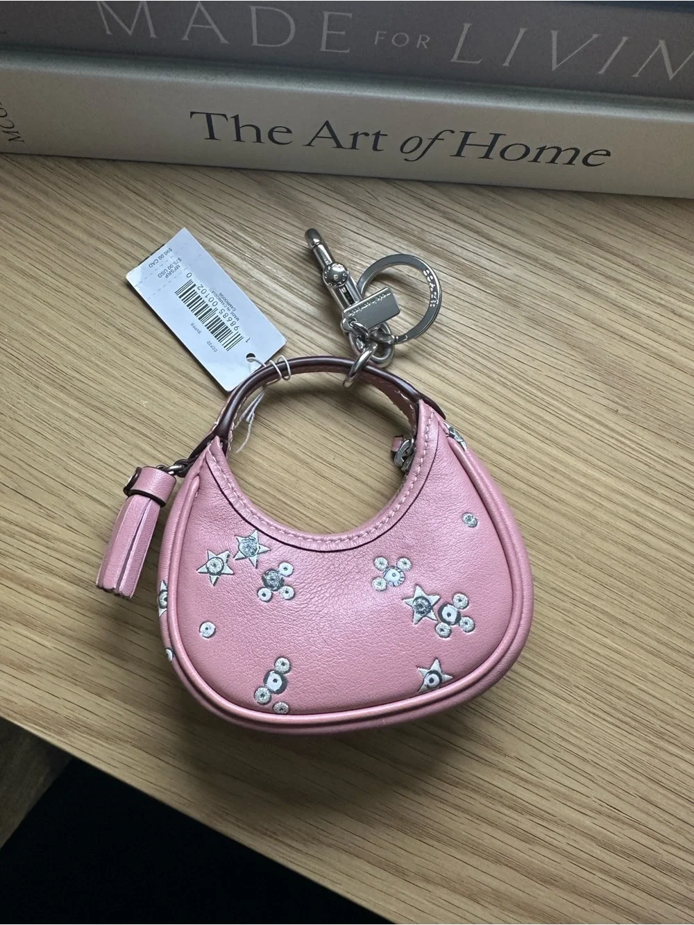 Coach Pink Star-Stud Mini Pouch Keychain